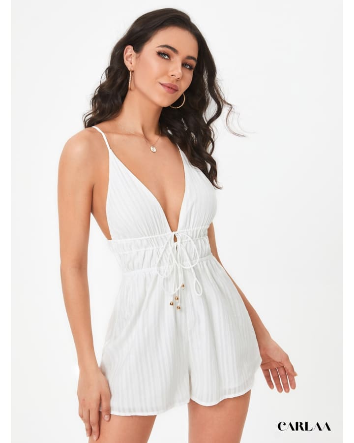 Women's White Sexy Cami Romper