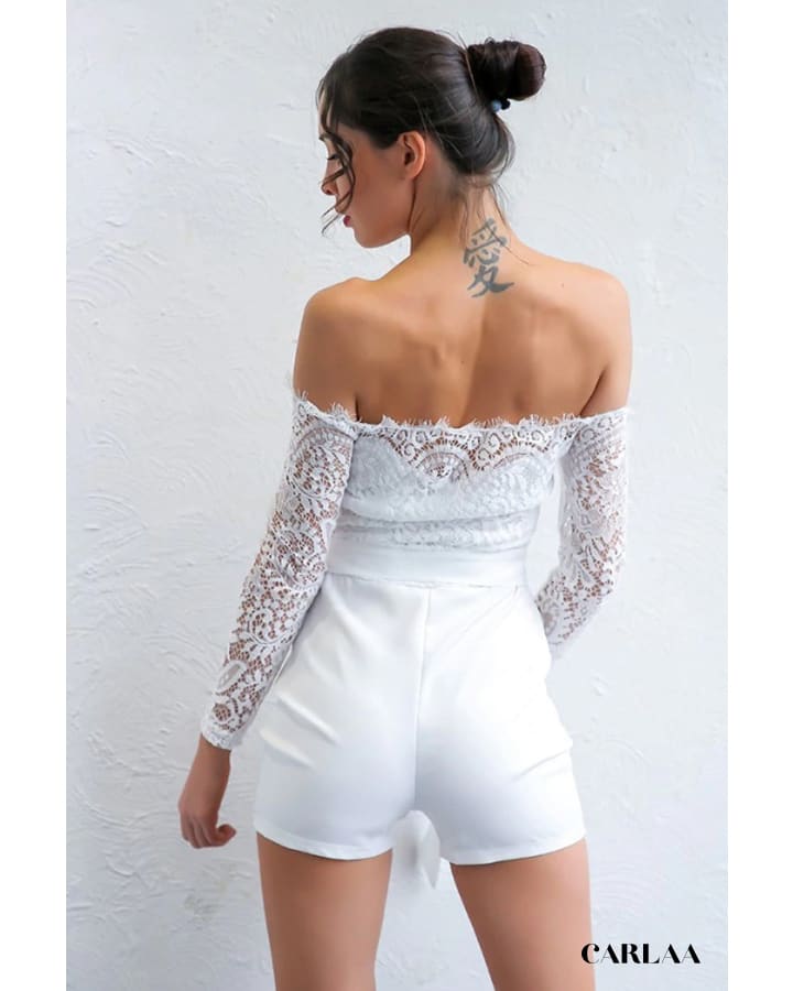 Combishort Femme Blanche à Dentelle