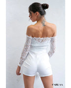 Combishort Femme Blanche à Dentelle