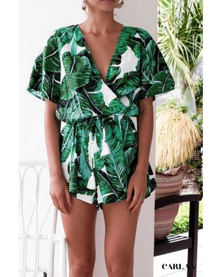 Combishort à Fleur Verte