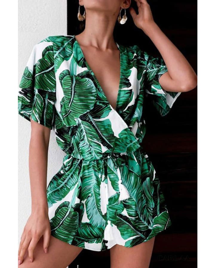 Combishort à Fleur Verte