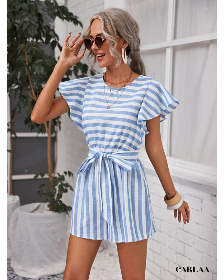 Combishort rayée femme en Lin