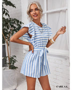 Combishort rayée femme en Lin
