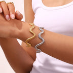 Bracelet acier inoxydable motif serpent ondulé
