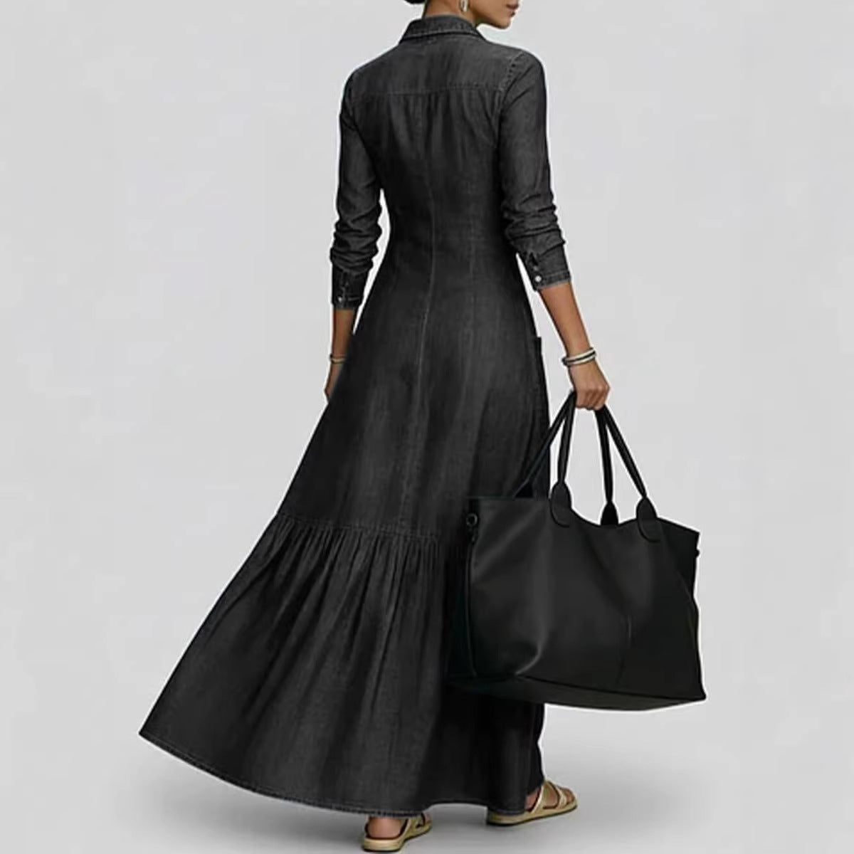Robe longue en denim brut — Élégance intemporelle