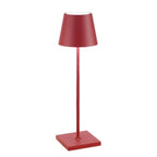 Lampe de table rouge moderne avec abat-jour conique, design minimaliste, idéale pour décoration intérieure, éclairage d'ambiance élégant.