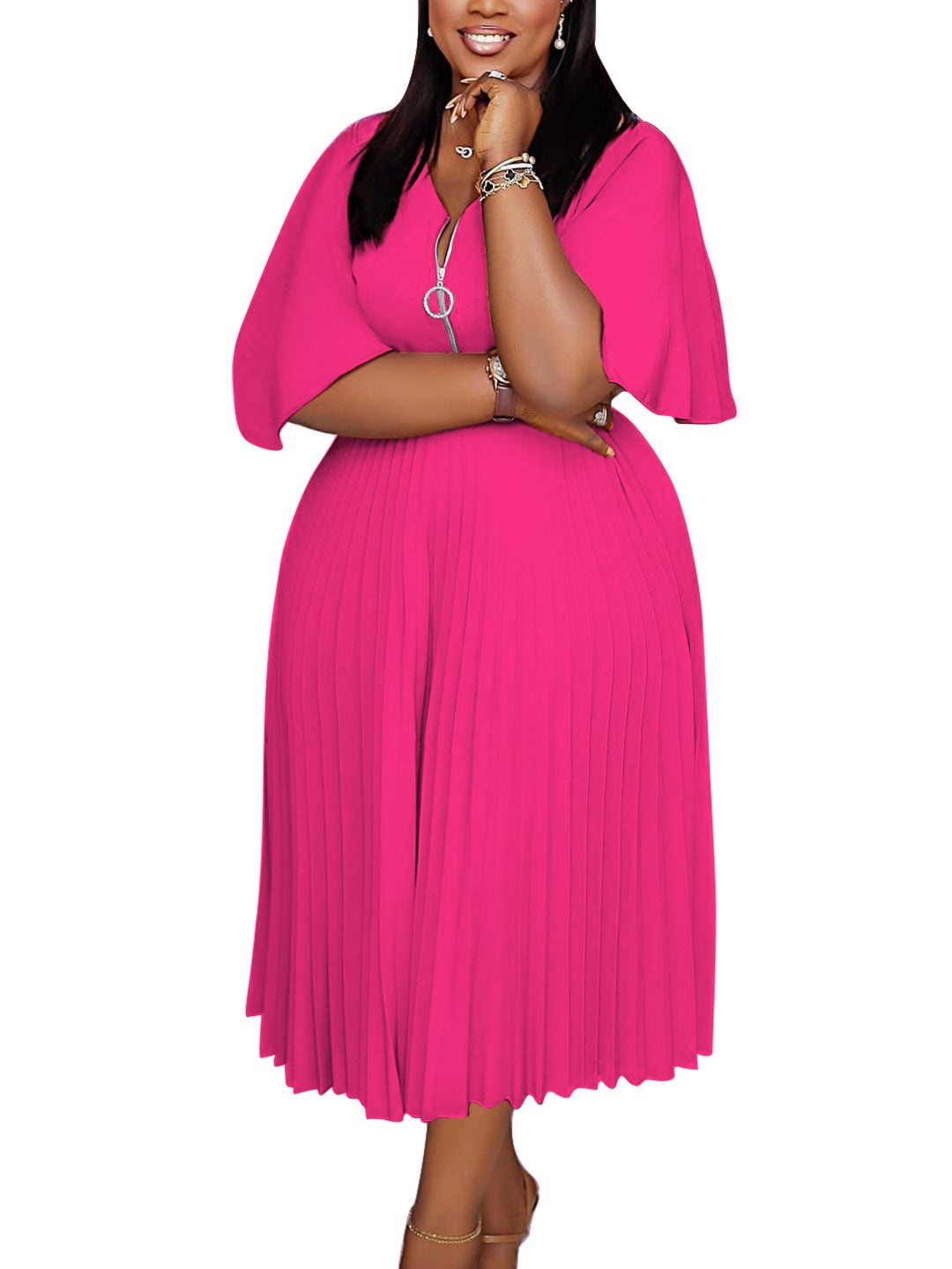 Robe Midi Plissée Grande Taille — Élégance Streetwear