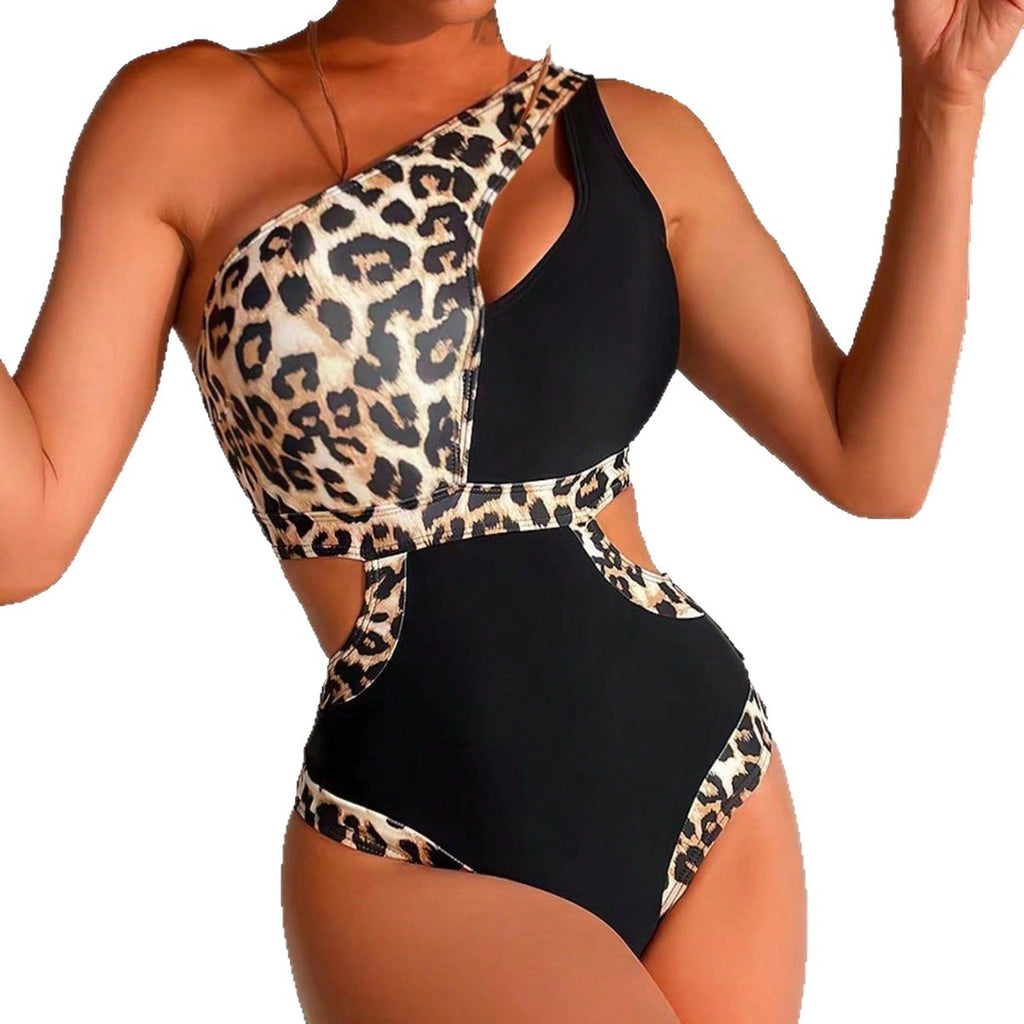 Morgane — Maillot une pièce à découpes léopard