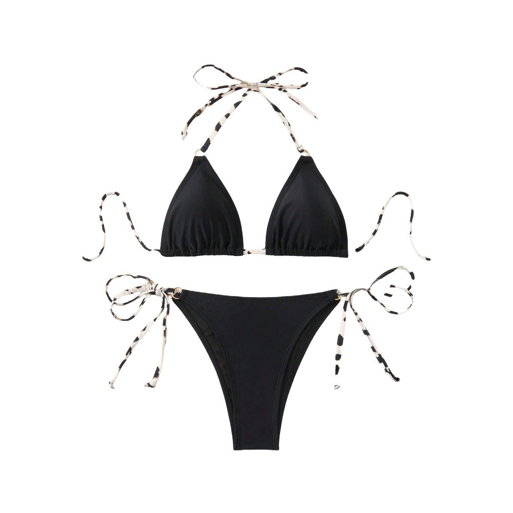 Rose — Bikini deux-pièces dos nu noir