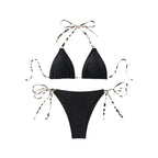 Rose — Bikini deux-pièces dos nu noir