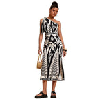 Black floral midi dress, scoop neck