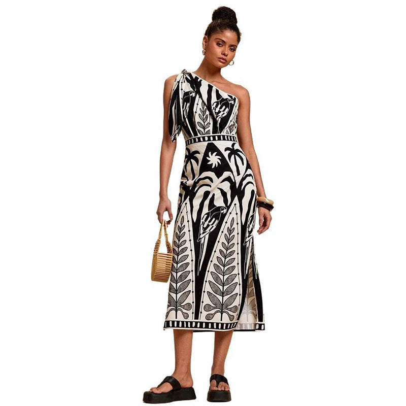 Black floral midi dress, scoop neck