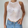 Haut court sans manches en maille transparent - Chic&Shines