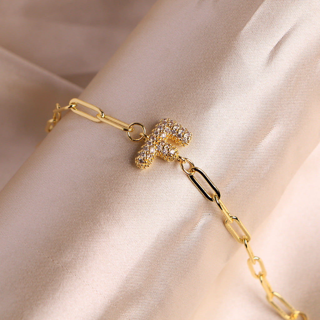 Bracelet clip en zircone pendentif lettre - Chic&Shines