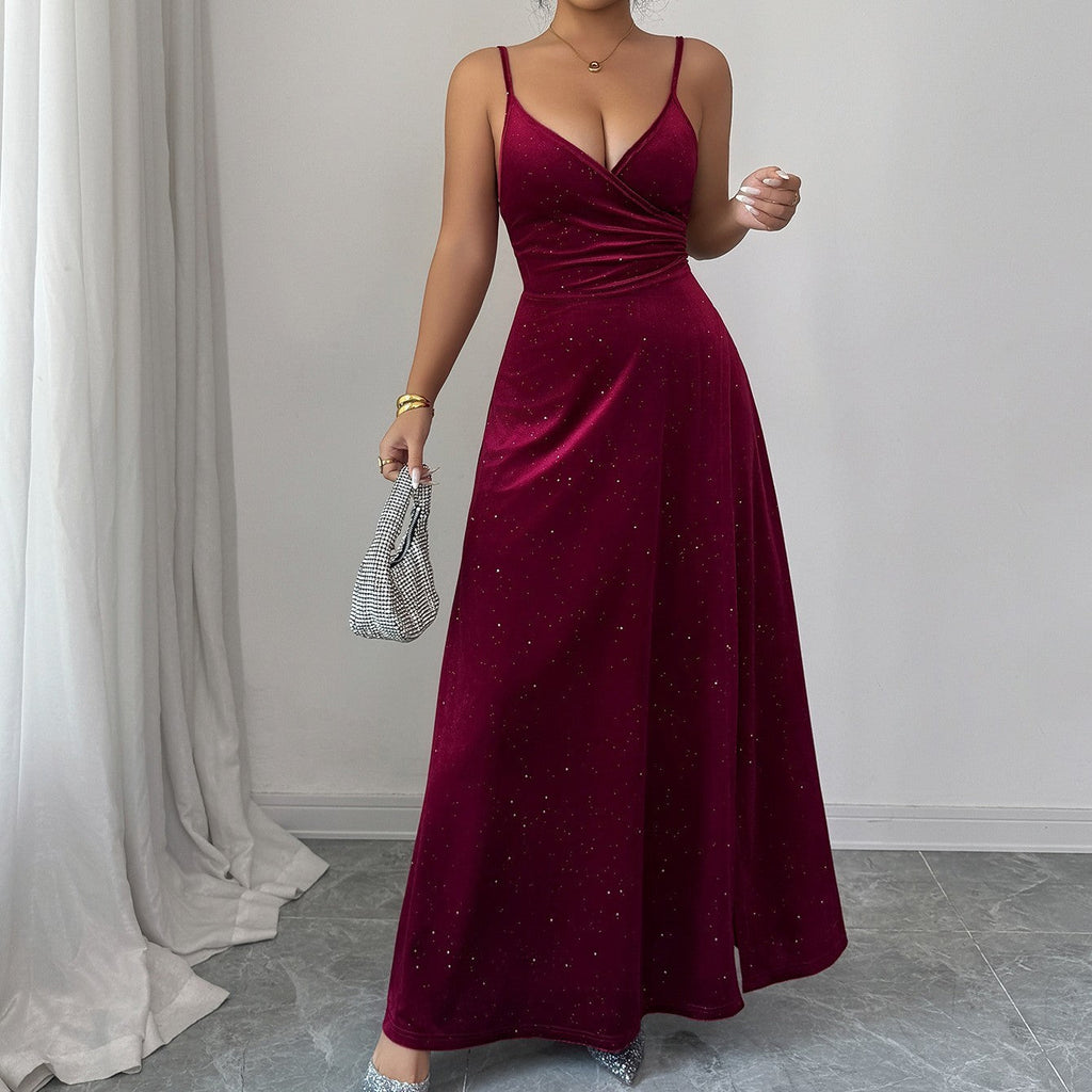Robe longue scintillante à bretelles de soirée - Chic&Shines