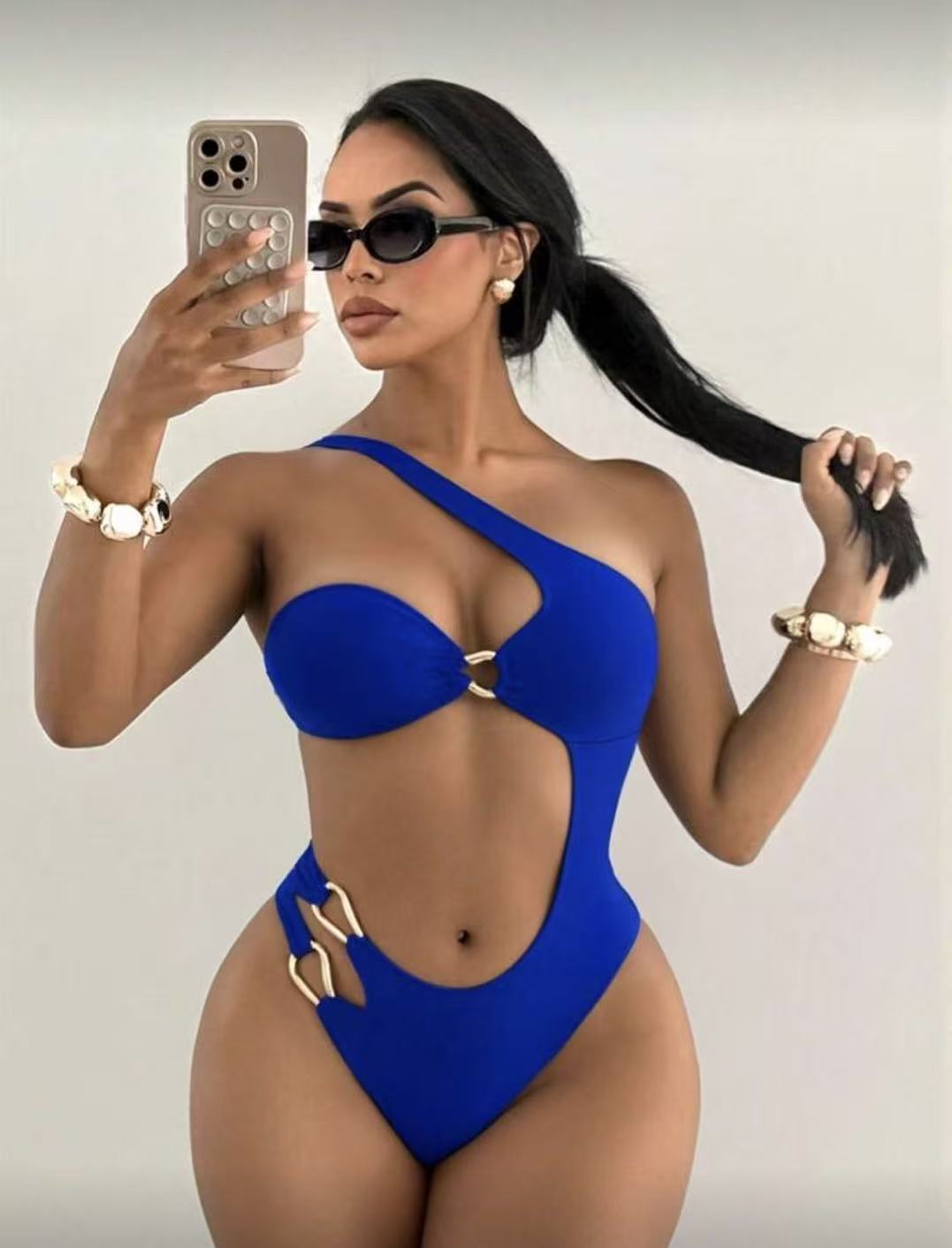 Marion — Maillot une pièce bandeau marron