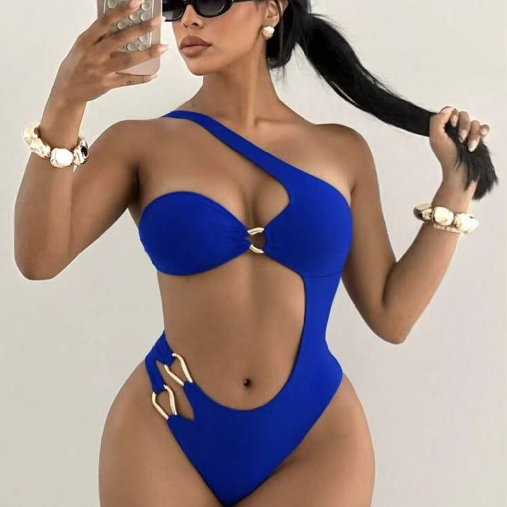 Marion — Maillot une pièce bandeau marron