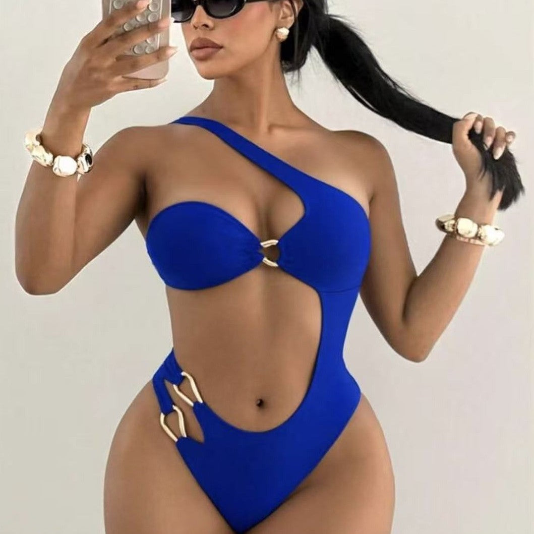 Marion — Maillot une pièce bandeau marron