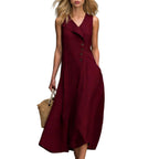 Robe chemise sans manches à col officiel