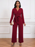 Combinaison pantalon col V manches longues - Chic&Shines