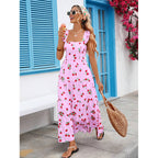 High-Waisted Floral Print Dress — Soft Elegance