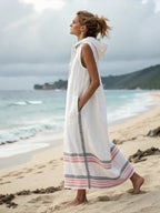 Robe midi sans manches avec capuche et poches