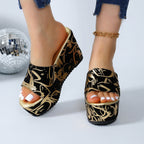 Sandales compensés imprimés à bout rond - Chic&Shines