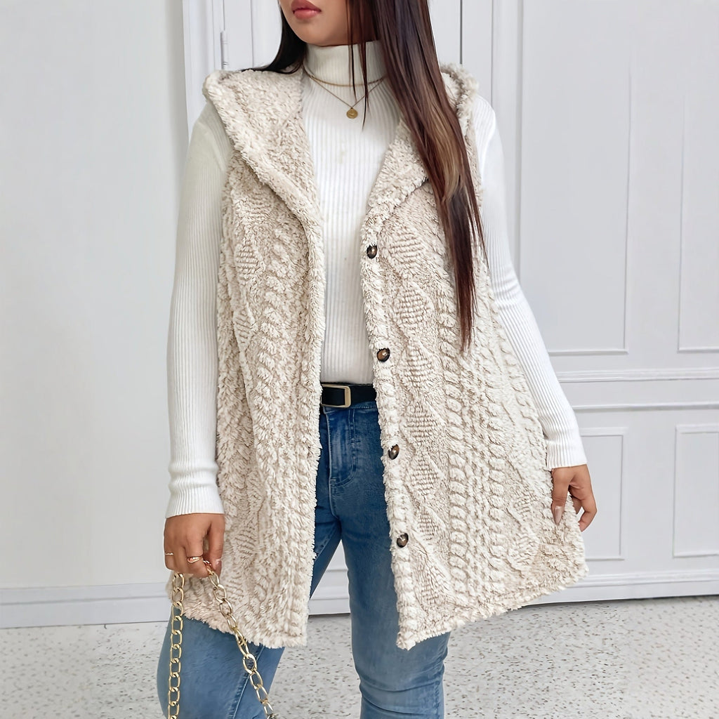 Gilet cardigan à capuche en peluche