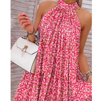 Robe courte licou imprimée d'été