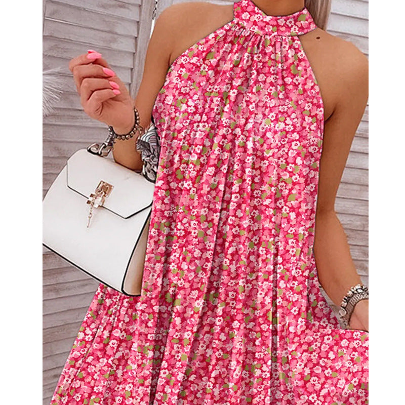 Robe courte licou imprimée d'été