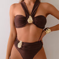 Hadrienne — Two-piece bikini with bronze metallic trim
