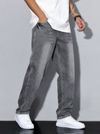 Jeans pour hommes à jambes droites et coupe ample et confortable