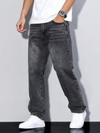 Jeans pour hommes à jambes droites et coupe ample et confortable
