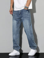 Jeans pour hommes à jambes droites et coupe ample et confortable