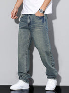 Jeans pour hommes à jambes droites et coupe ample et confortable