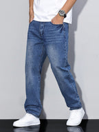 Jeans pour hommes à jambes droites et coupe ample et confortable