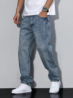 Jeans pour hommes à jambes droites et coupe ample et confortable