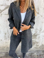 Long women's coat with a wrap closure | Elegant cotton coat for spring and autumn