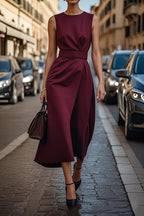 Robe longue irrégulière sans manches avec ceinture - Chic&Shines