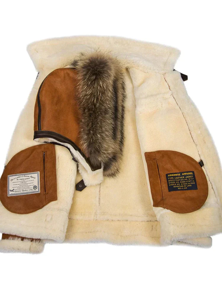 EnglishMeti - Sheepskin winter jacket with fur hood