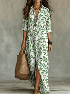 Printed shirt dress with shirt collar, relaxed fit