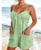 Combinaison short à bretelles métalliques avec poches - Chic&Shines
