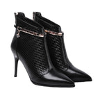 Pointed high-heeled ankle boots