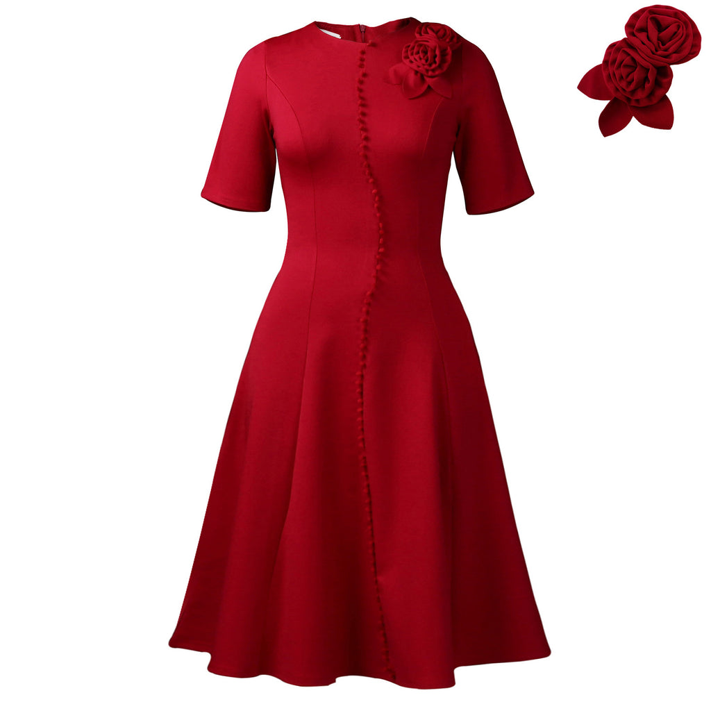 Robe midi col rond élégante - Design épuré et intemporel