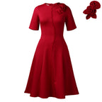 Robe midi col rond élégante - Design épuré et intemporel