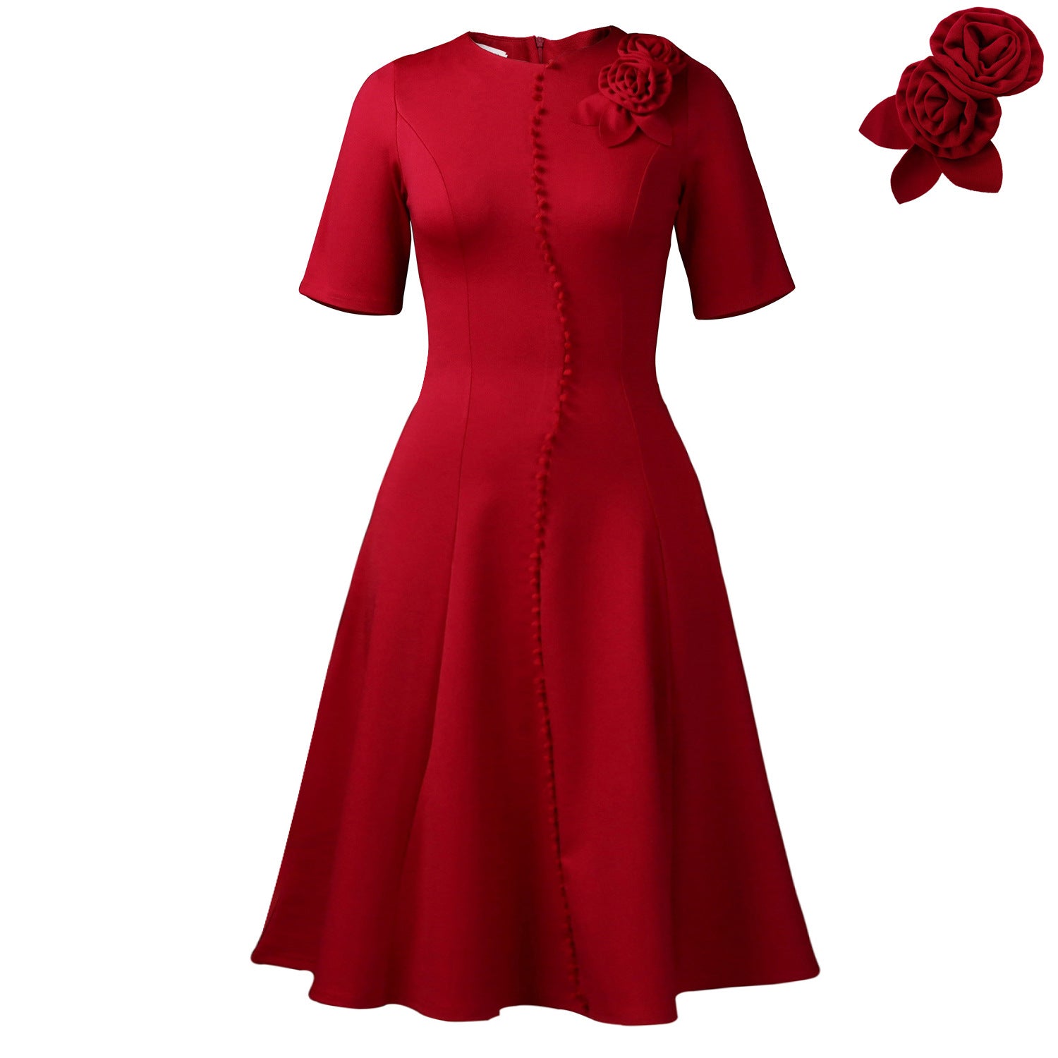 Robe midi col rond élégante - Design épuré et intemporel