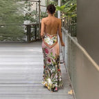 Robe Imprimée Fleuri col Halter — Longueur Maxi