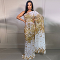 Robe de soirée longue moulante maille transparent à une épaule volante - Chic&Shines