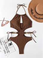 Maillot de bain licou dos nu coupe asymétrique sexy