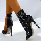 Talon aiguille Peep-Toe design en strass